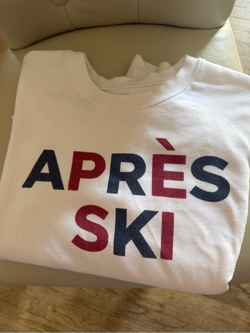 Grayson Threads White cropped Crewneck with Red and Navy Graphic